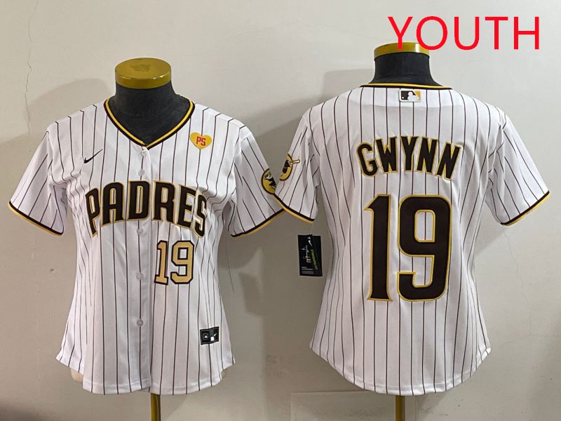 Youth San Diego Padres #19 Gwynn White Stripe Game 2025 Nike MLB Jersey style 6